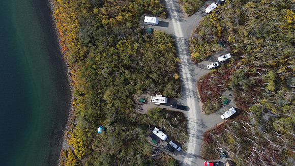Drone over head of Conrad Campground